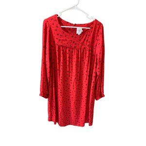 The Niners by Hatch Womens Size XL Red Maternity Dress Floral Midi Smocked